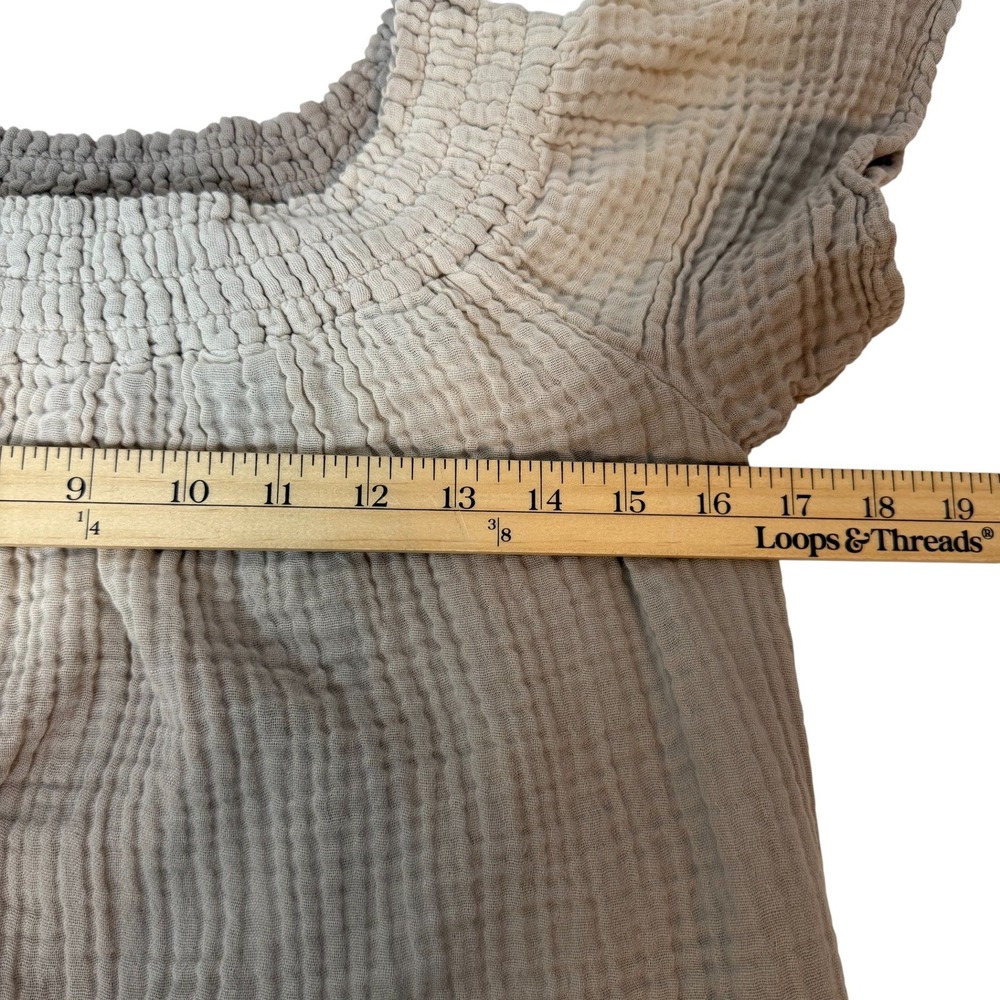 Michael Stars Cotton Gauze Smocked Mini Dress Beige‎ Lagenlook Minimalist S - Picture 13 of 14